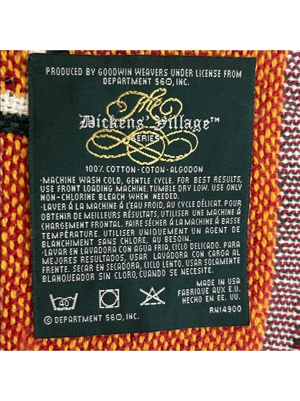 Dept 56 Dickens’ Village Blanket Throw Vintage 100% Cotton